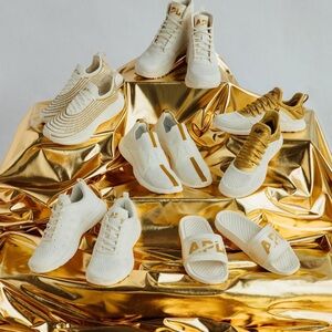 APL White and Gold Anthropologie Slip-On Sneakers TechLoom Defender  New In box